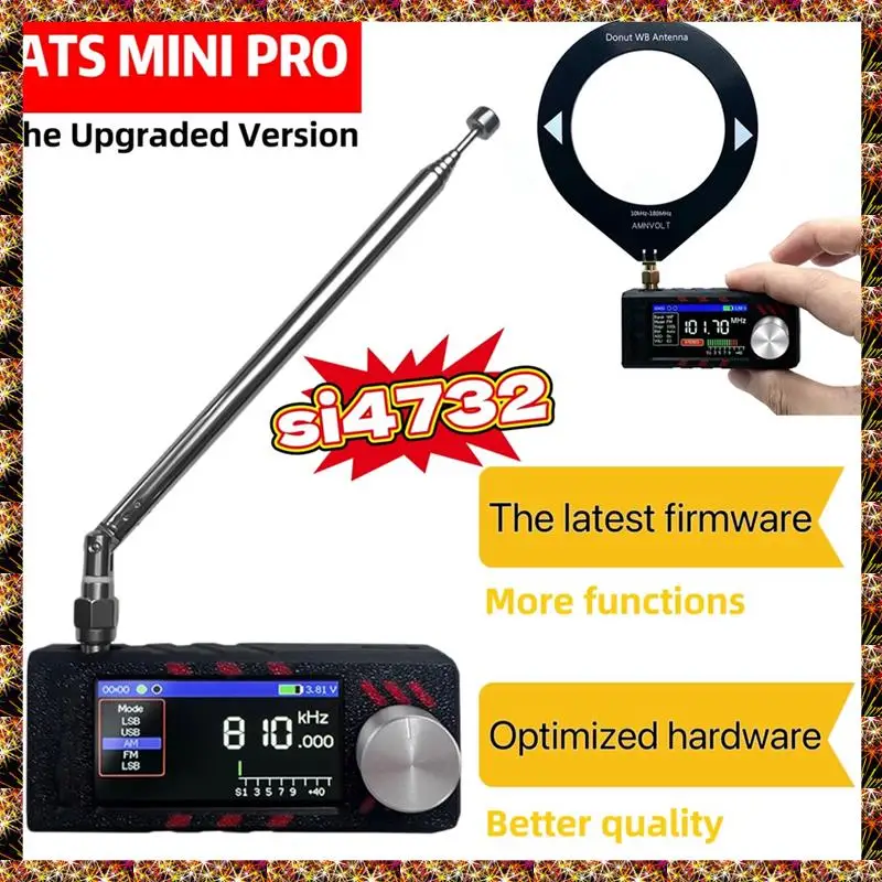 Btcl atualizado 0.5-108mhz versão ats mini pro si4732 rádio dsp de banda completa, receptor de bolso, fm am mw sw ssb, v1.01 ESP32-S3