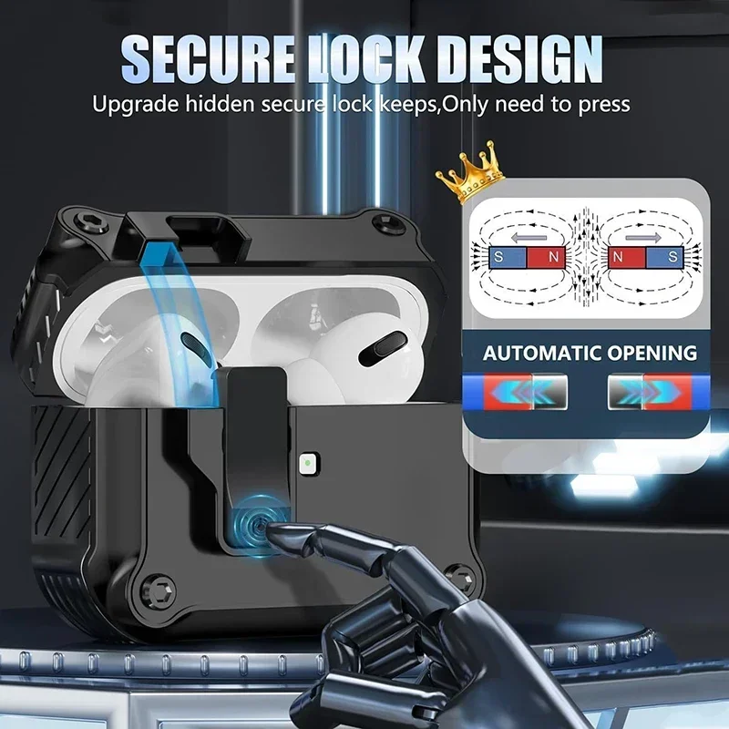 for Apple Airpods Pro 2nd 1st Generation Case Cover 2022 Secure Lock Clip AirPods 3 with Keychain Shockproof Protective Case