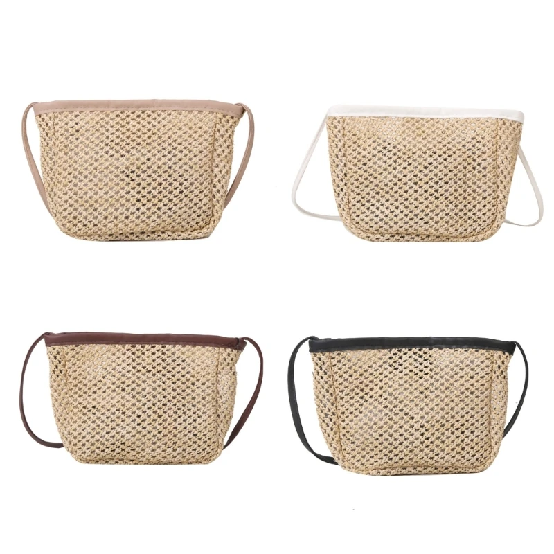 Casual Woven Shoulder Bag Travel Crossbody Bag 2023 SummerBeach Shoulder Bag for Girl Women Straw Weave Mini Square Bag