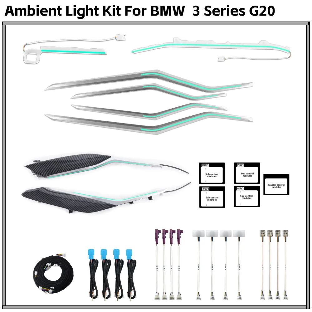 

Обновление 10 цветов окружающего освещения для BMW 3 серии G20 M340i 320d 320i 330d 330i аксессуары для внутреннего освещения