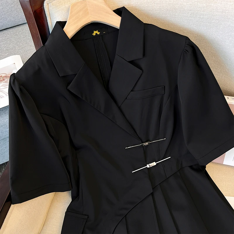 Plus-size women\'s Summer Fashion Polyester suit Dress Black commuter professional dress Mature dry party dress