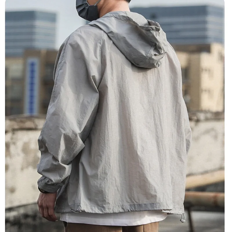 EBAIHUI-Manteau d'extérieur respirant à séchage rapide pour homme, manteau léger avec fermeture éclair, crème solaire, été