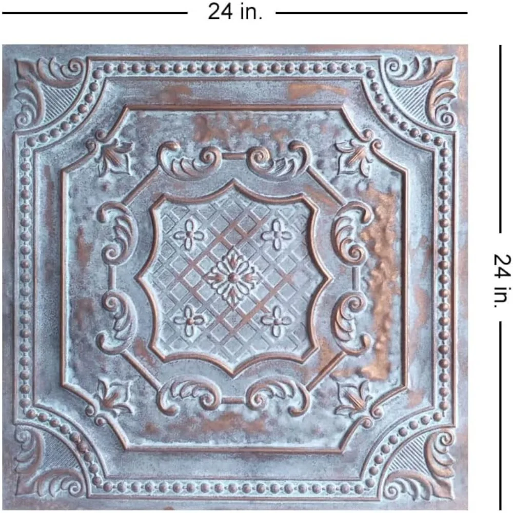 数時間でプレーンなものを美しくする DCT04 エリザベス様式シールド PVC 2フィート x 2フィート レイインまたは接着式天井タイル（カバー/40平方フィート）、耐候性