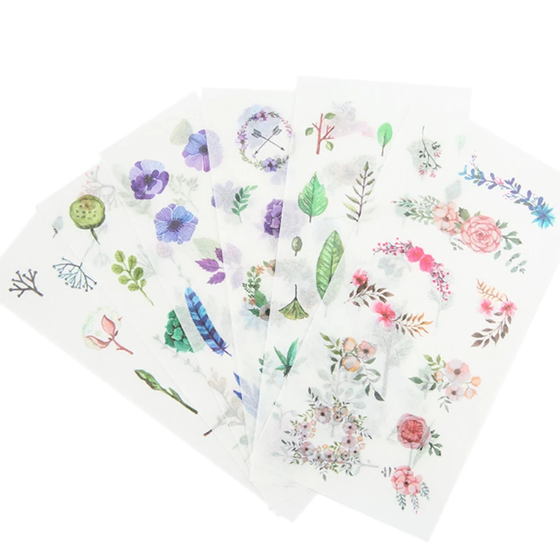 

6pcs/pack Creative Flowers Decorative DIY Diary Stickers Kawaii Planner Scrapbooking Sticky School Office Supplies