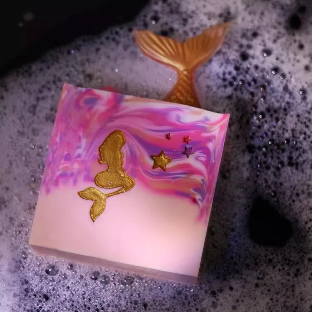 Ocean‑style Mermaid Handmade Soap Pink and Daisy Mermaid Sea Lilac Fragrance Figurine Miniature Decoration Crafts
