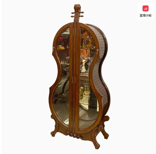 American solid wood wine cabinet living room home cello display cabinet high-end European storage locker Z301