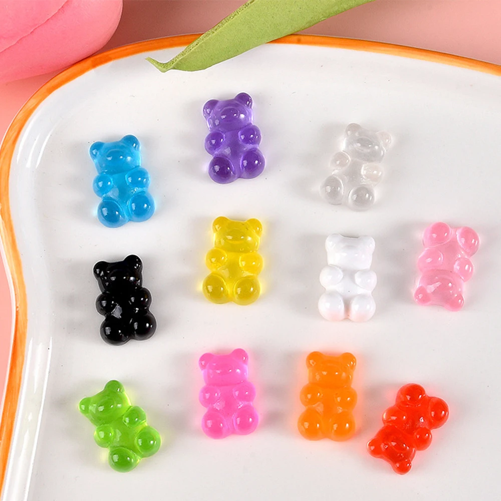 20PCS 18x12mm New Jelly Bear Series Resin Flat Back Cabochons For Hairpin Scrapbooking DIY Jewelry Craft Decoration Accessories