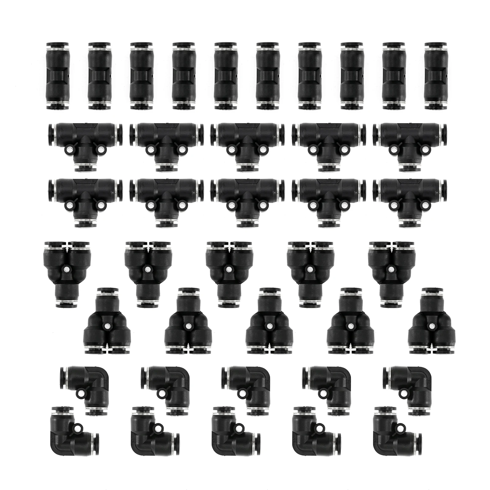 

40pcs Pneumatic Fittings Straight Push Connector 4 shapes PU PV PE PY OD 6mm 1/4'' Pneumatic Connector Air water Hose Tube Gas