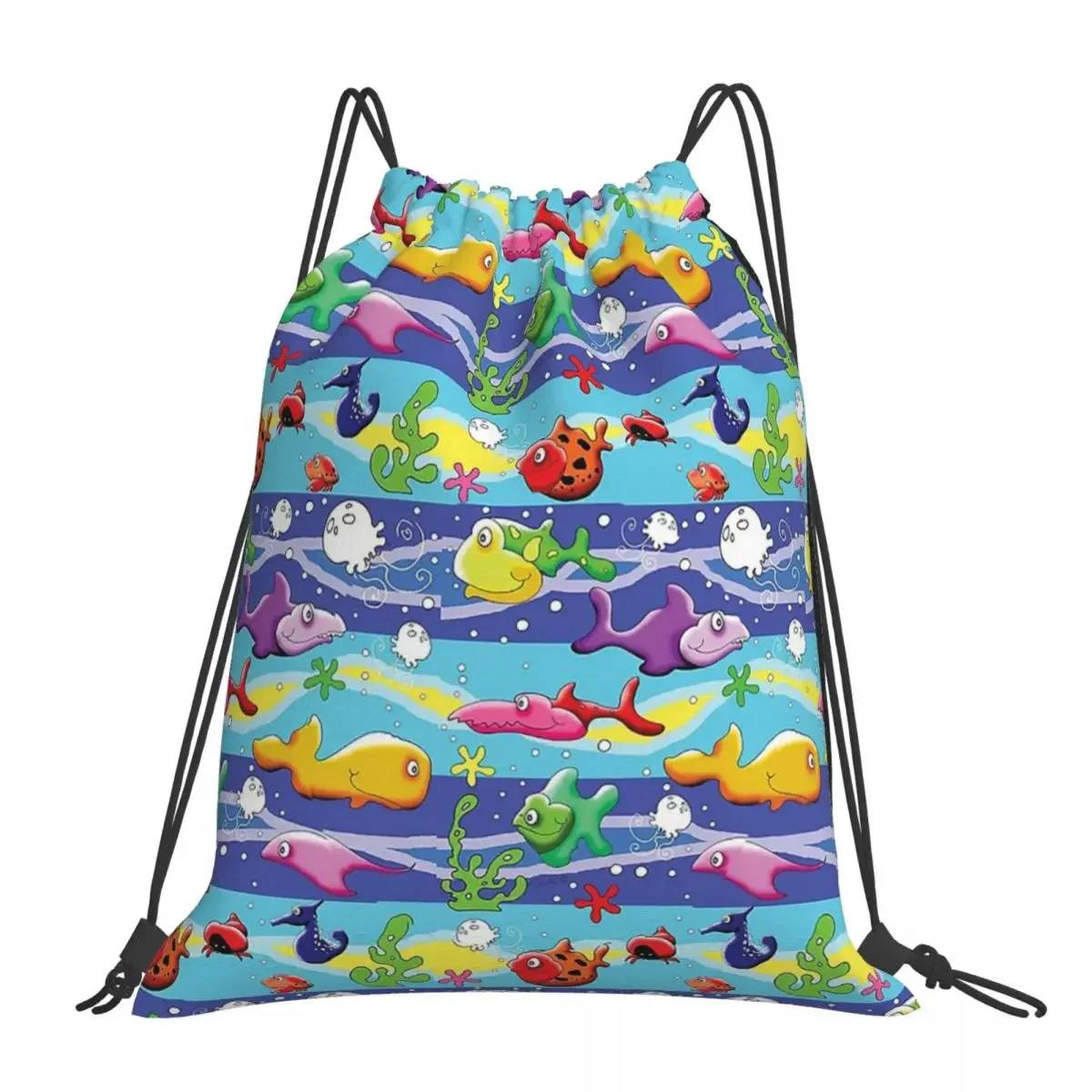 

Fun Fish, Original Artwork By R.Bertie Backpacks Drawstring Bags Drawstring Bundle Pocket Sports Bag BookBag Man Woman Students