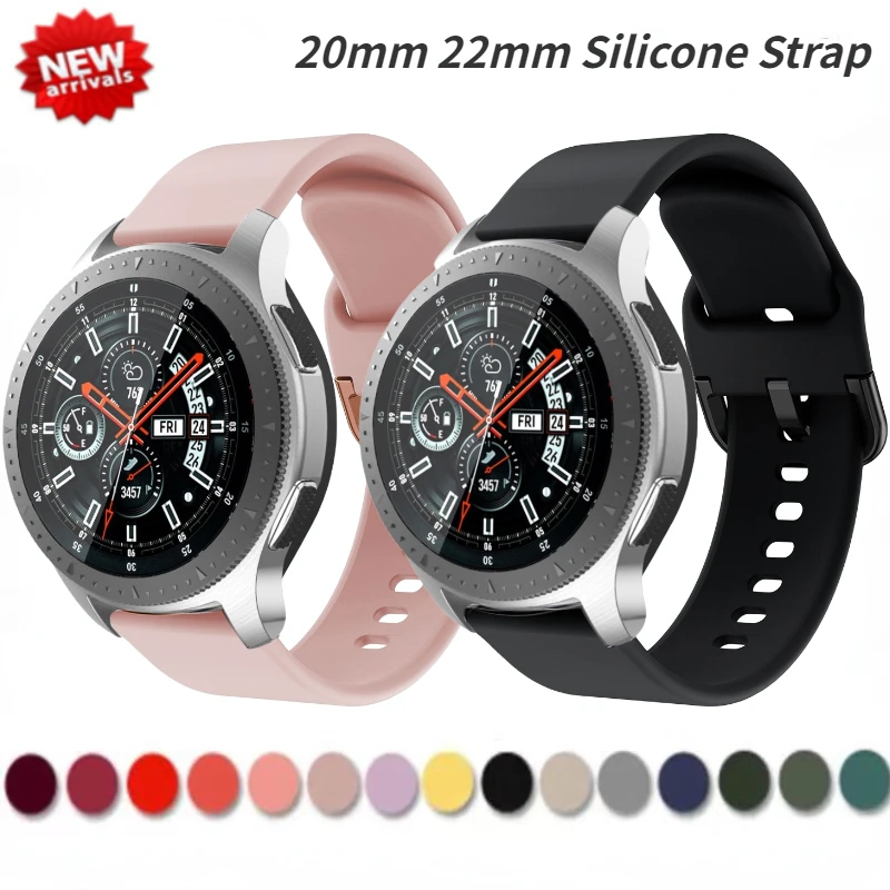 

20mm 22mm Silicone Strap For Samsung Galaxy Watch 5/4/3 Huawei watch 3/GT2 Amazfit Bip bracelet Band For Active 2 42mm 40mm Belt