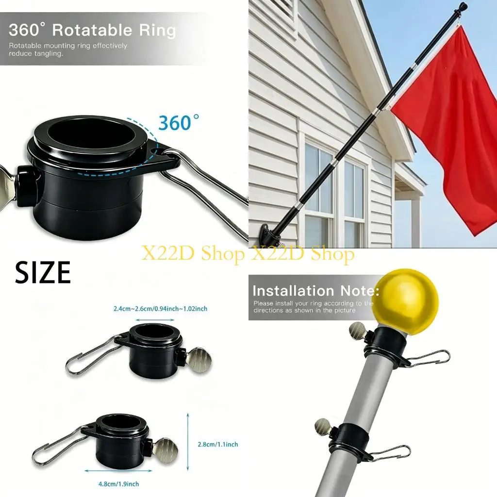 X22D 2 Pieces Interchangeable Garden Flag Poles With Rotating Design 6 Feet Tall