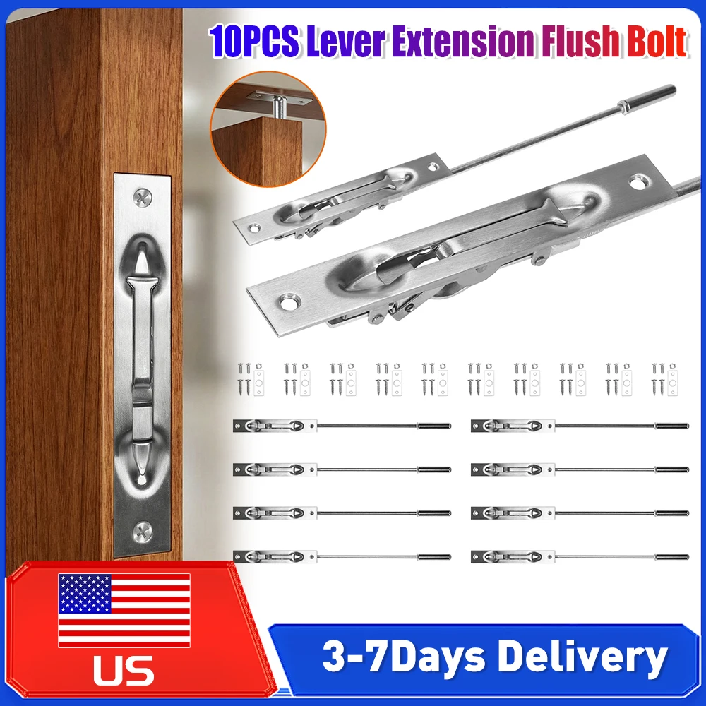 

10PCS Lever Extension Flush Bolt 16.54inch Solid Stainless Steel Action Latch Flip Lever for Metal & Aluminum Doors Door Fitting