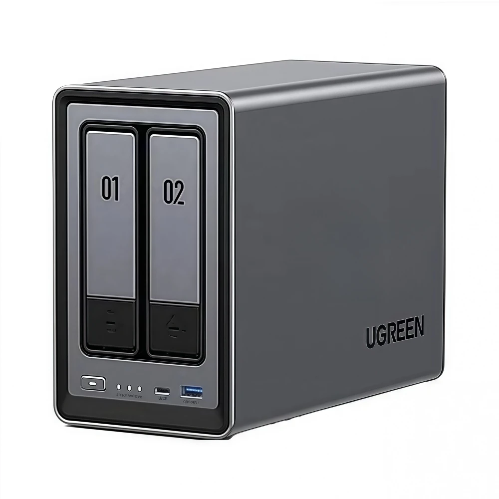 Metal Case 2 Bay SATA HDD SSD  N100 Quad Core 8GB DDR5 RAM 2.5GbE RJ45 HD Type C Home Cloud NAS - Image 2