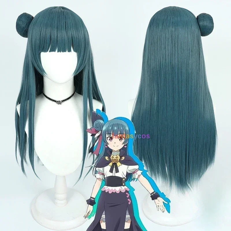 Tsushima Yoshiko Cosplay Wig LoveLive Sunshine Green 60cm Blue Heat Resistant Synthetic Hair Halloween Party Role Play   Wig Cap