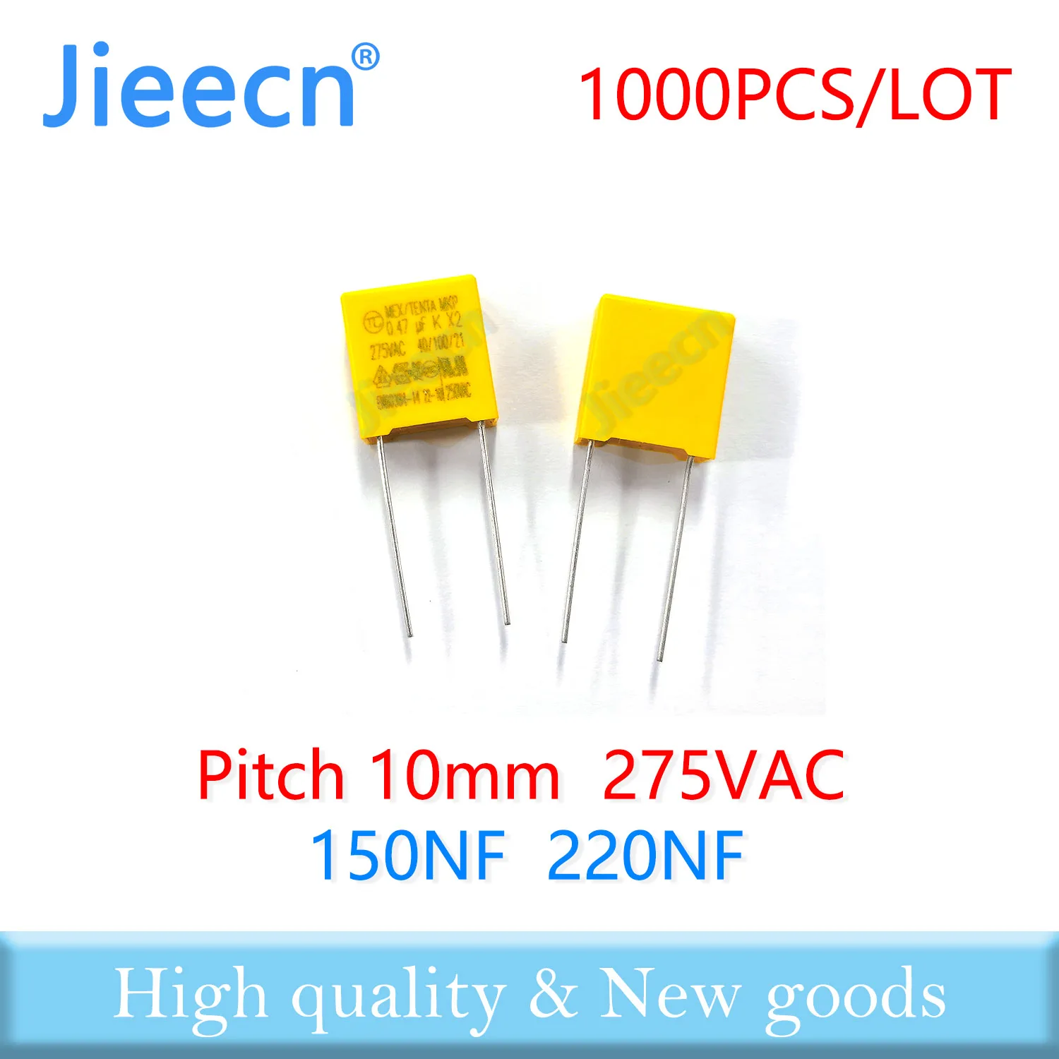 

1000PCS Pitch 10mm X2 Safety Correction Capacitor 275VAC 150NF 220NF 154 224 0.15UF 0.22UF High Quality