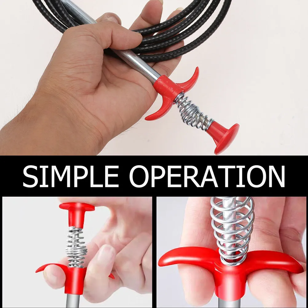 2Pcs Pipeline Dredge Hook Cleaner Flexible Grabber Tool Easy Use Drain Remover Cleaning Tool for Toilet Kitchen Bathroom Sinks