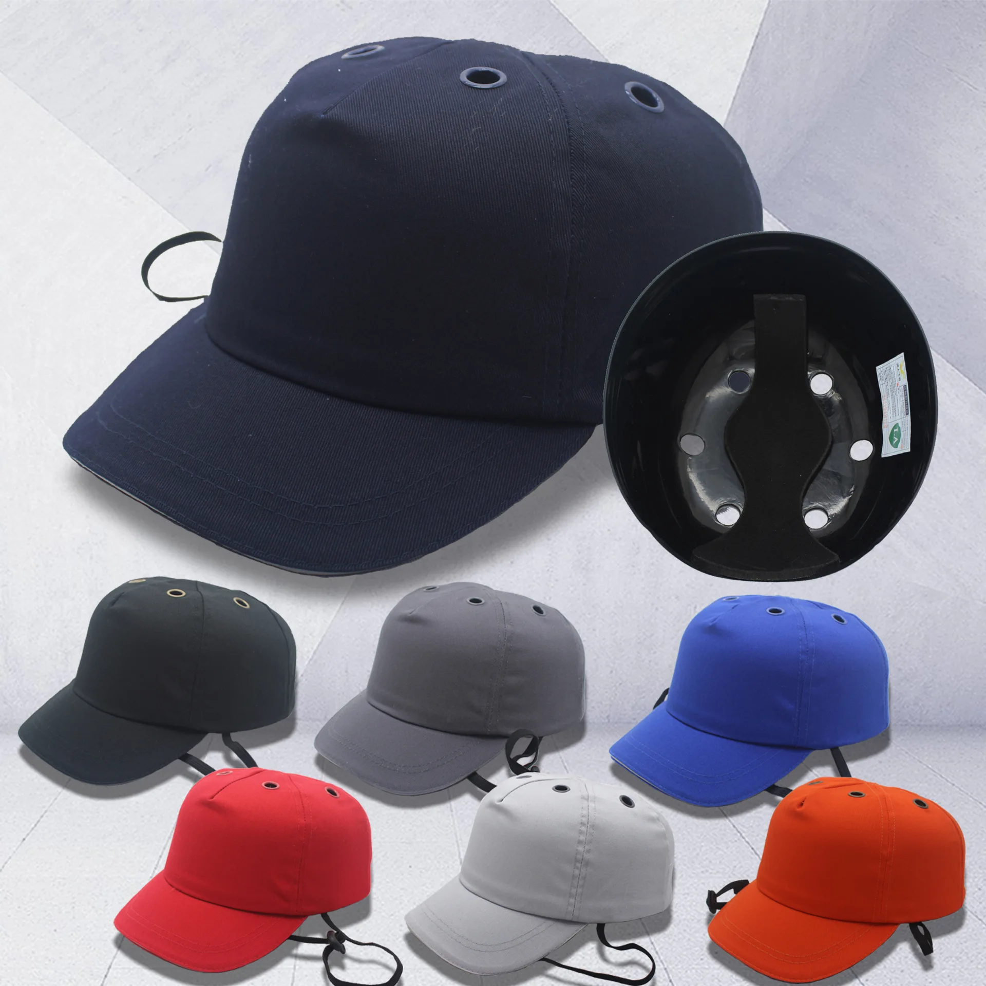 workshop construction site hard shell helmet plastic lightweight anti-collision smash baseball cap Mesh safety cloth cap hat men