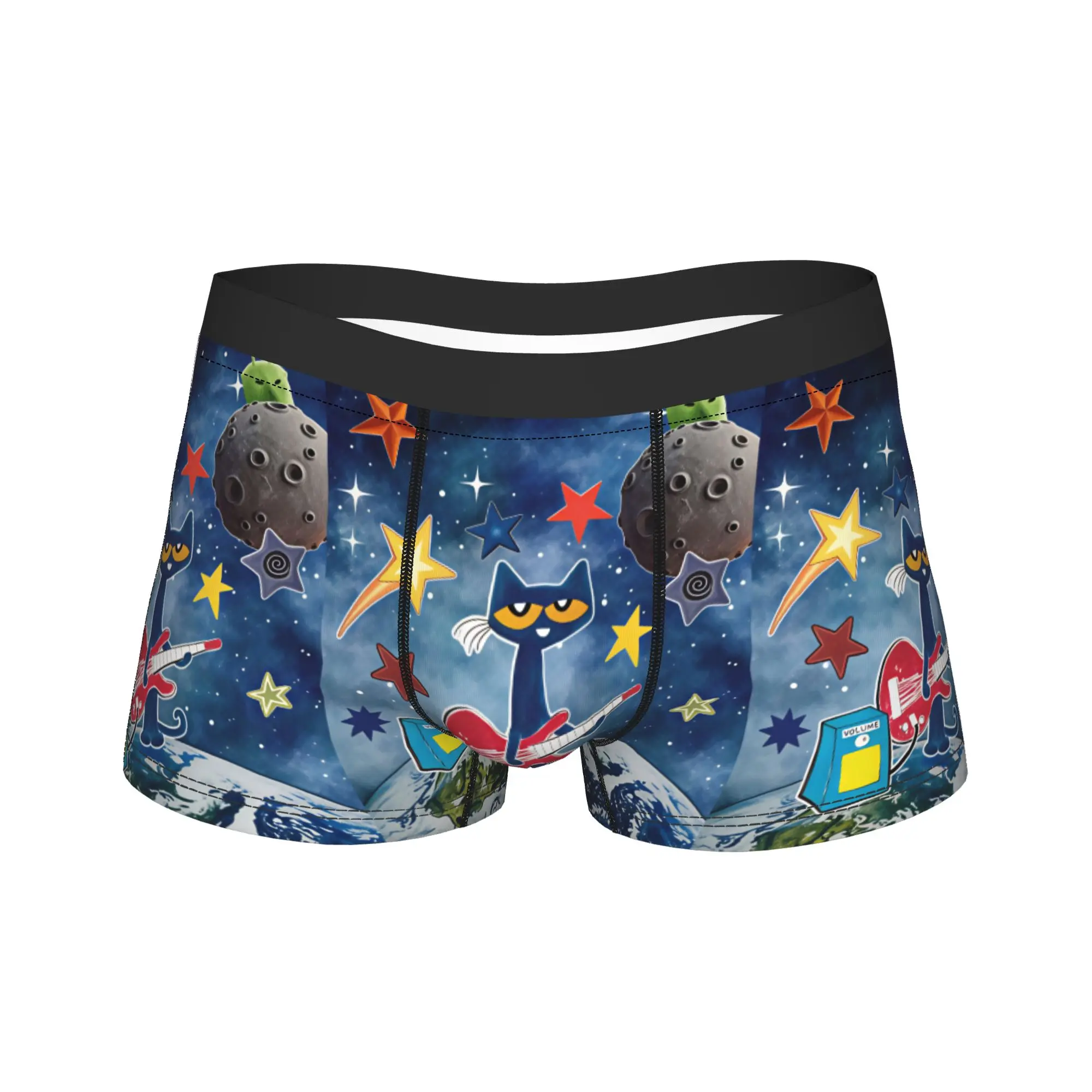 Pete The Cat Stars Comic Underwear  Novelty Panties Print Boxer Brief For Men 3D Pouch Large Size Boxershorts