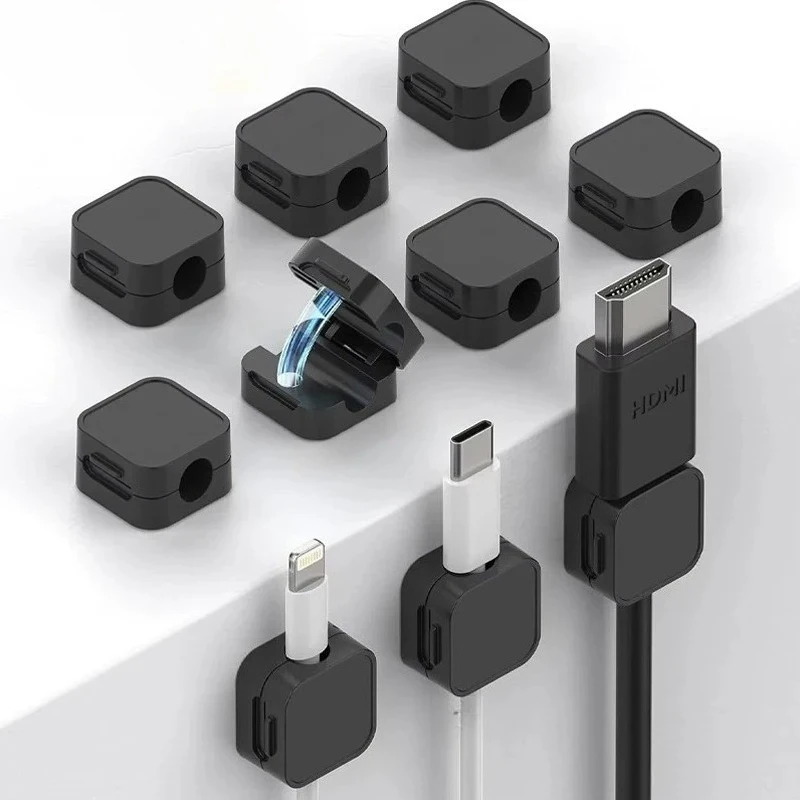 Non-magnetic Strong ​Cable Clips Adjustable Cord Holder | Adhesive Under Desk Mgmt Organizer for Home Office Car Wall Desktop​​