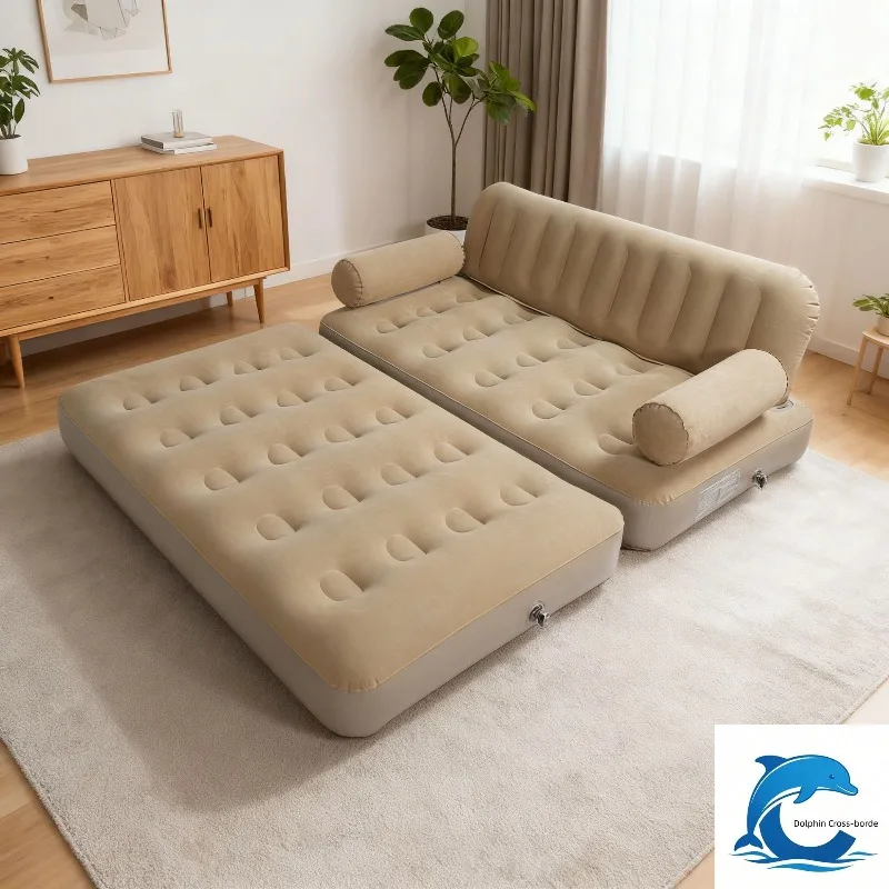 Auto Inflatable Folding Sofa with Raised Backrest, Thickened Inflatable Sofa Bed for Outdoor Camping Home Nap Use