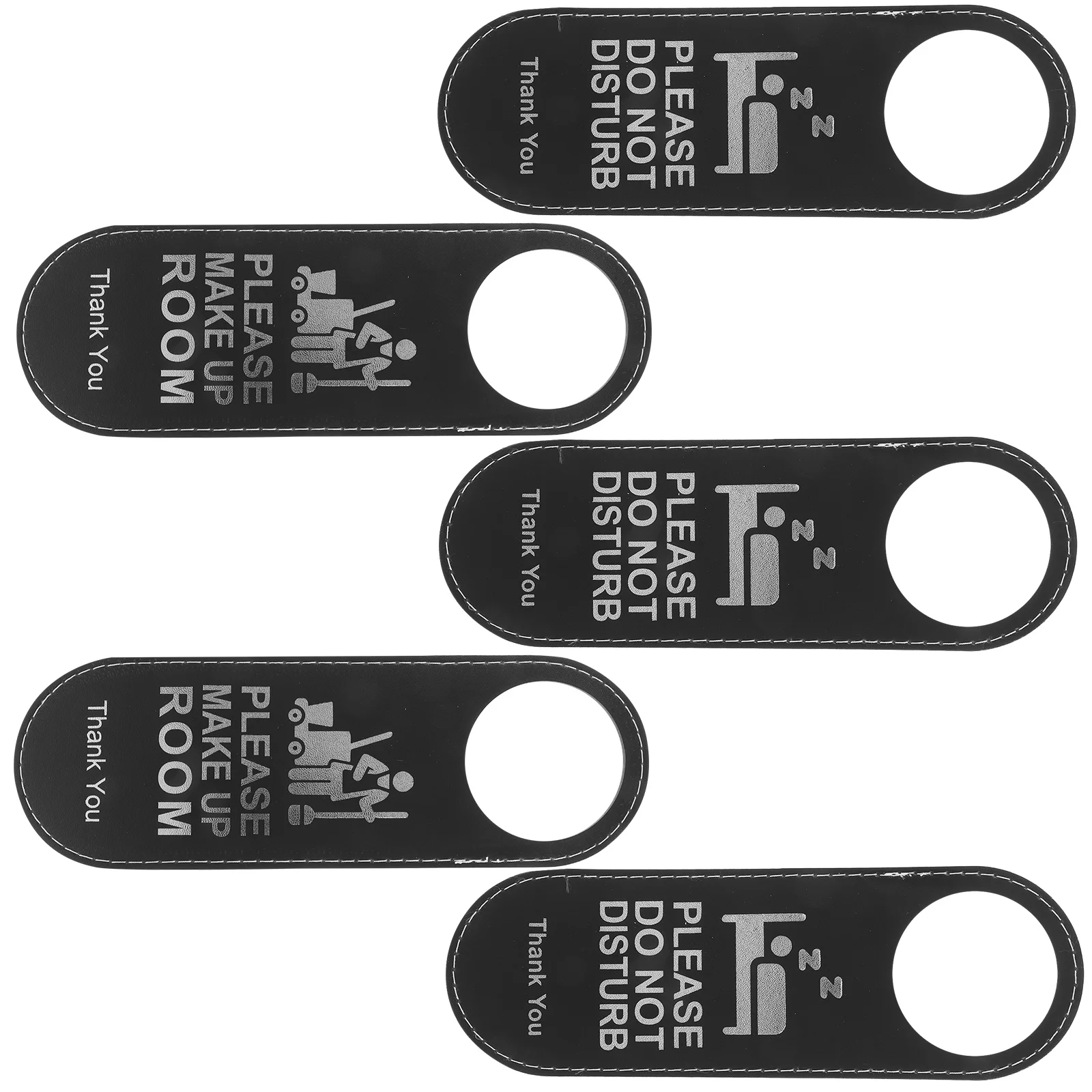 

5 Pcs Door Listing Hanger Label Please Poster Black Knob Hotel Signs Make up Room Indicator Office