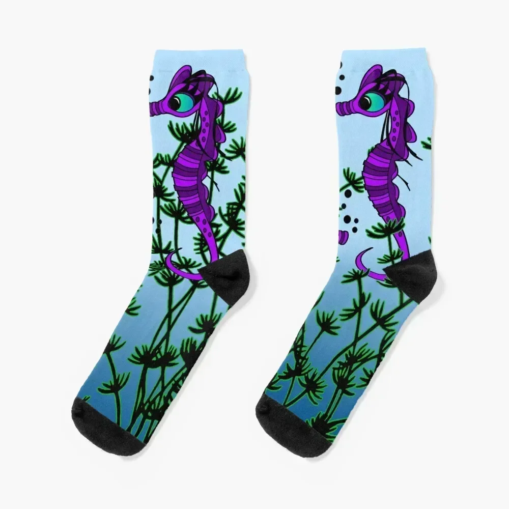 

Purple Seahorse Socks football basketball Socks Male Women's