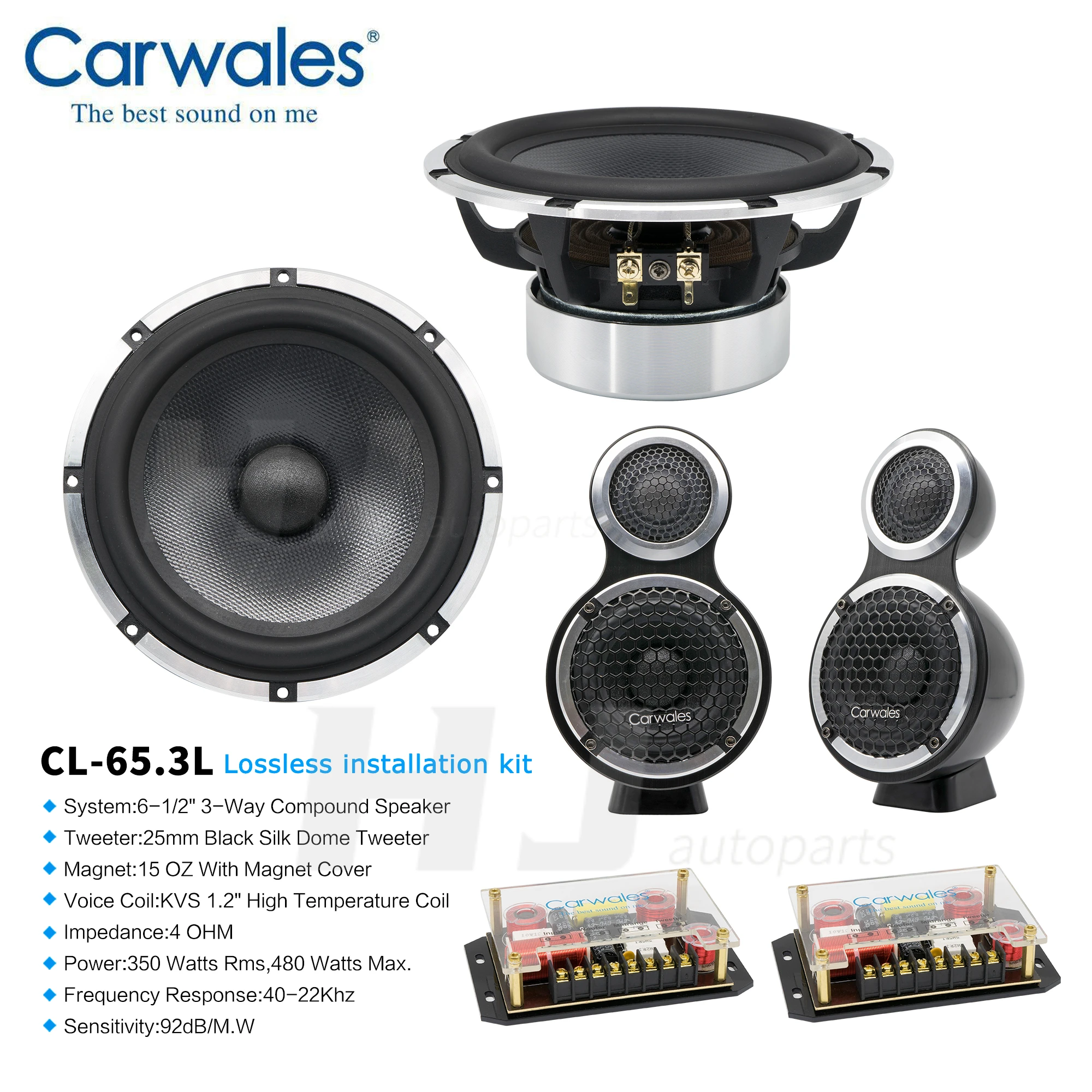 1kit 6.5 inch 3-way Car Sound System 3.5