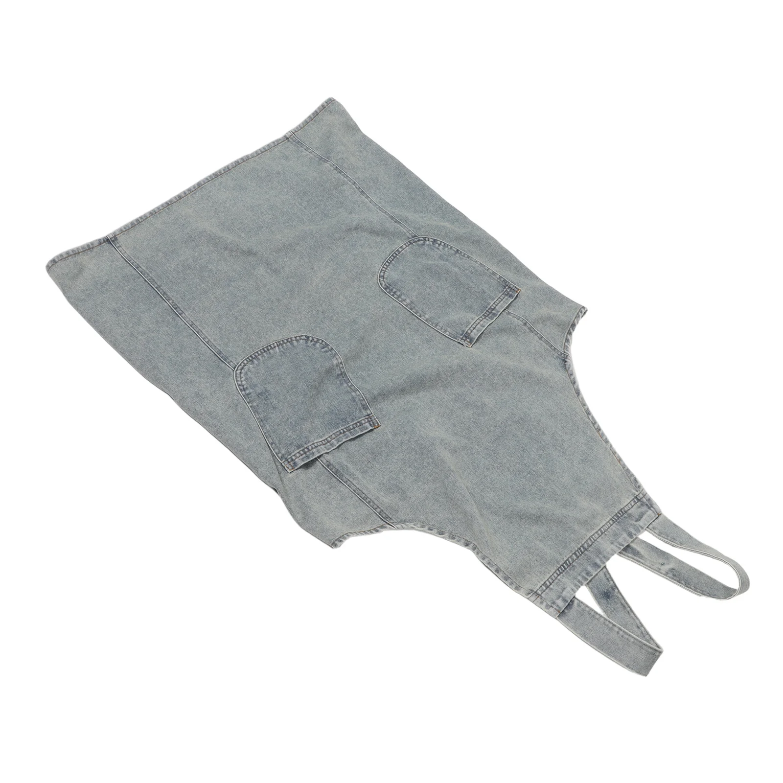 

2pcs Denim Apron 2 Pockets Blue Unisex Cotton Bib Kitchen Cooking Grilling Painting Workwear For Men Women Teen Adult