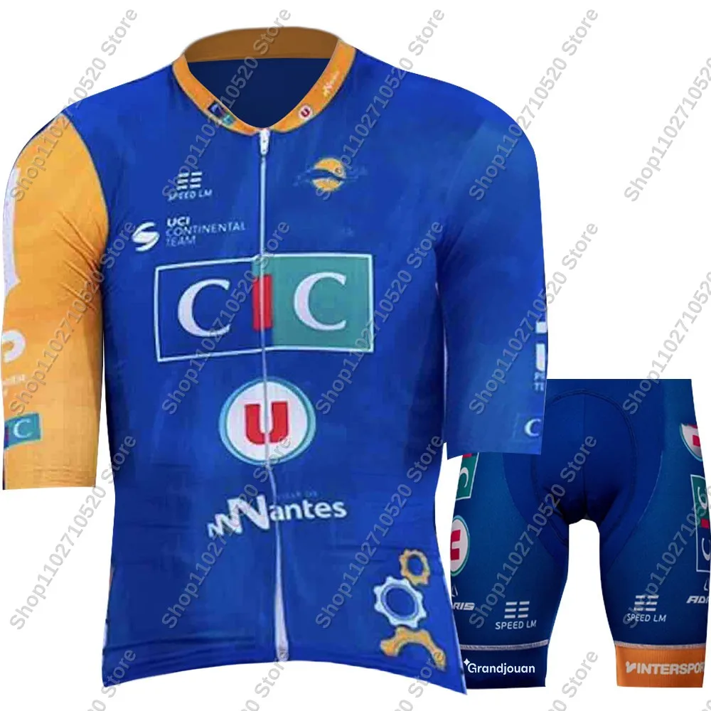 2025 CIC U Nantes Atlantique Cycling Jersey Set Men Bicycle Clothing Road Bike Shirts Suit Bicycle Bib Shorts MTB Ropa Maillot