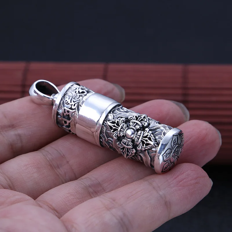 silver ornament Thai Silver Classic six words mantra Vajra lighter niche for a statue of the Buddha men and women pendant