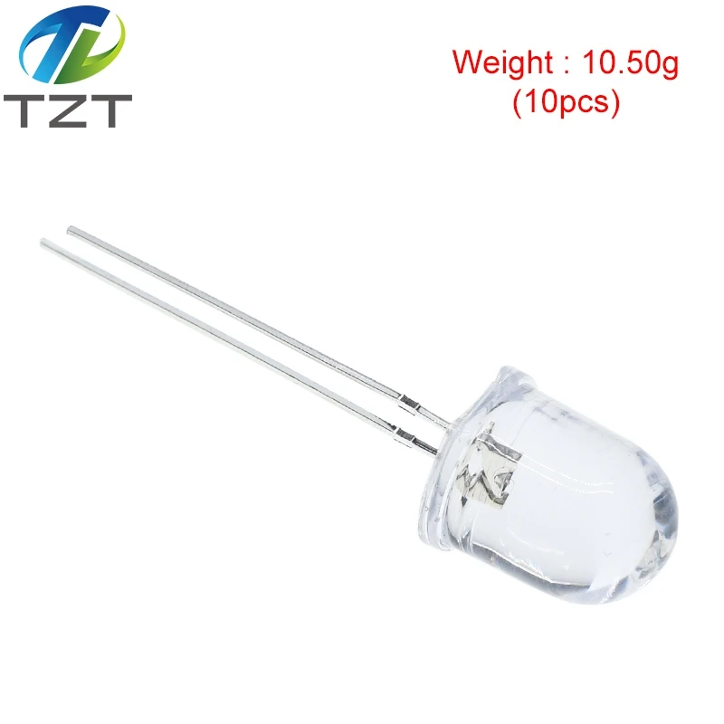 10mm LED 5 Colors Red Blue Yellow Green White Transparent 150mA 0.75W Ultra Bright Round LED Light Emitting Diode Lamp