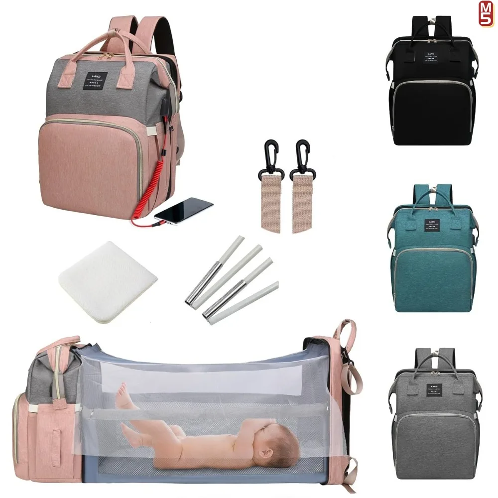 

New Arrival Foldable Mommy Backpack with Crib Bed and Large Capacity Diaper Bag for Travel and Daily Use Diaper Bag Backpack