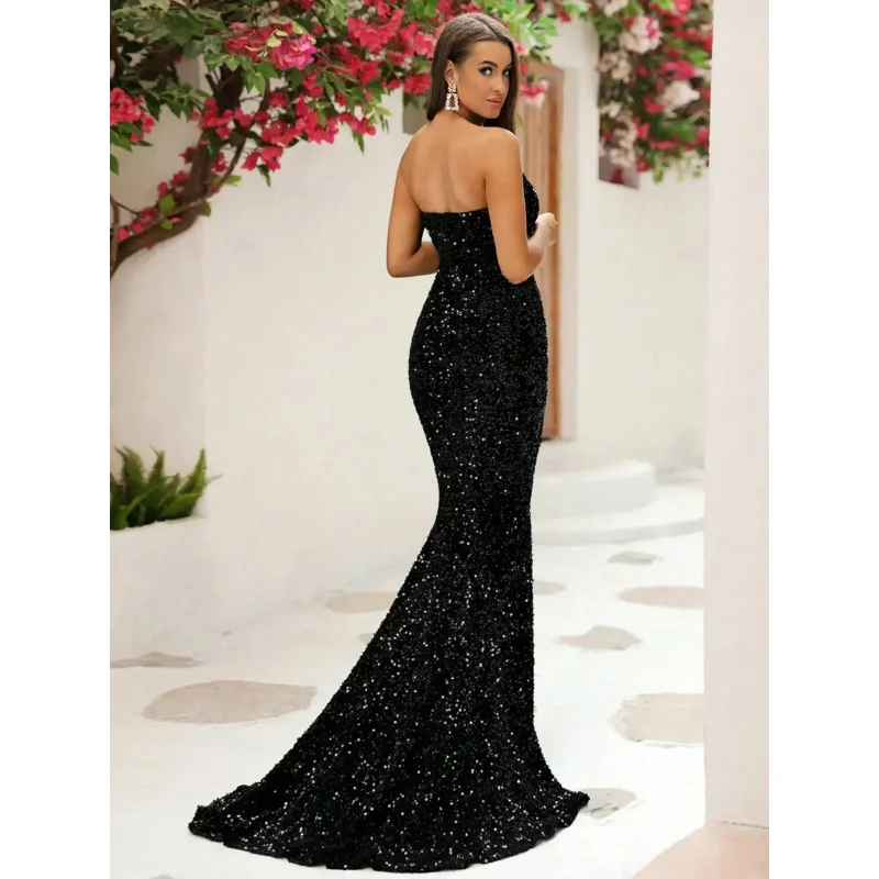 Love & Lemonade split thigh tube formal black dress for wpmen girls dropshipping wa5111 wholesale