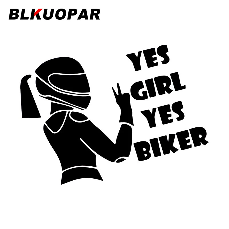 

BLKUOPAR крутая да, девушка, да, байкер, автомобильные наклейки, высеченная наклейка, виниловая автомобильная пленка, водостойкая мотоциклетная креативная украшение, доска для серфинга