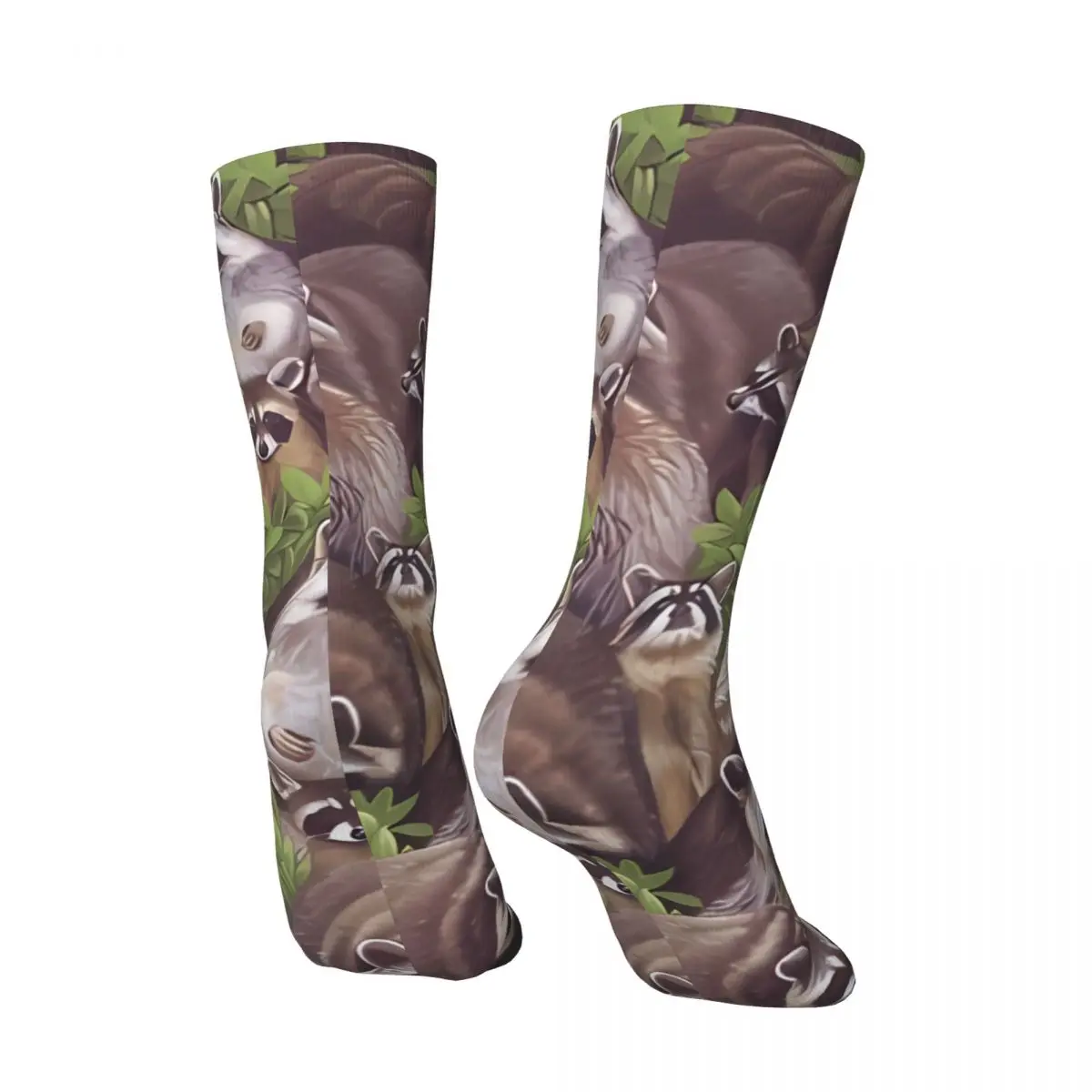 Vintage Funny Men's Socks Vintage Raccoon Cute Animal Hip Hop Seamless Crew Sock Gift Pattern Printed