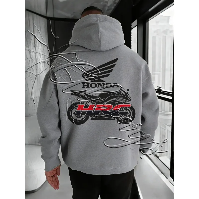 

2026 Autumn/Winter New Honda Racing Fashion Retro Hoodie Men's MOTO Off Road Mountain Bike Sport Warm Hoodie Motorcycle Wear