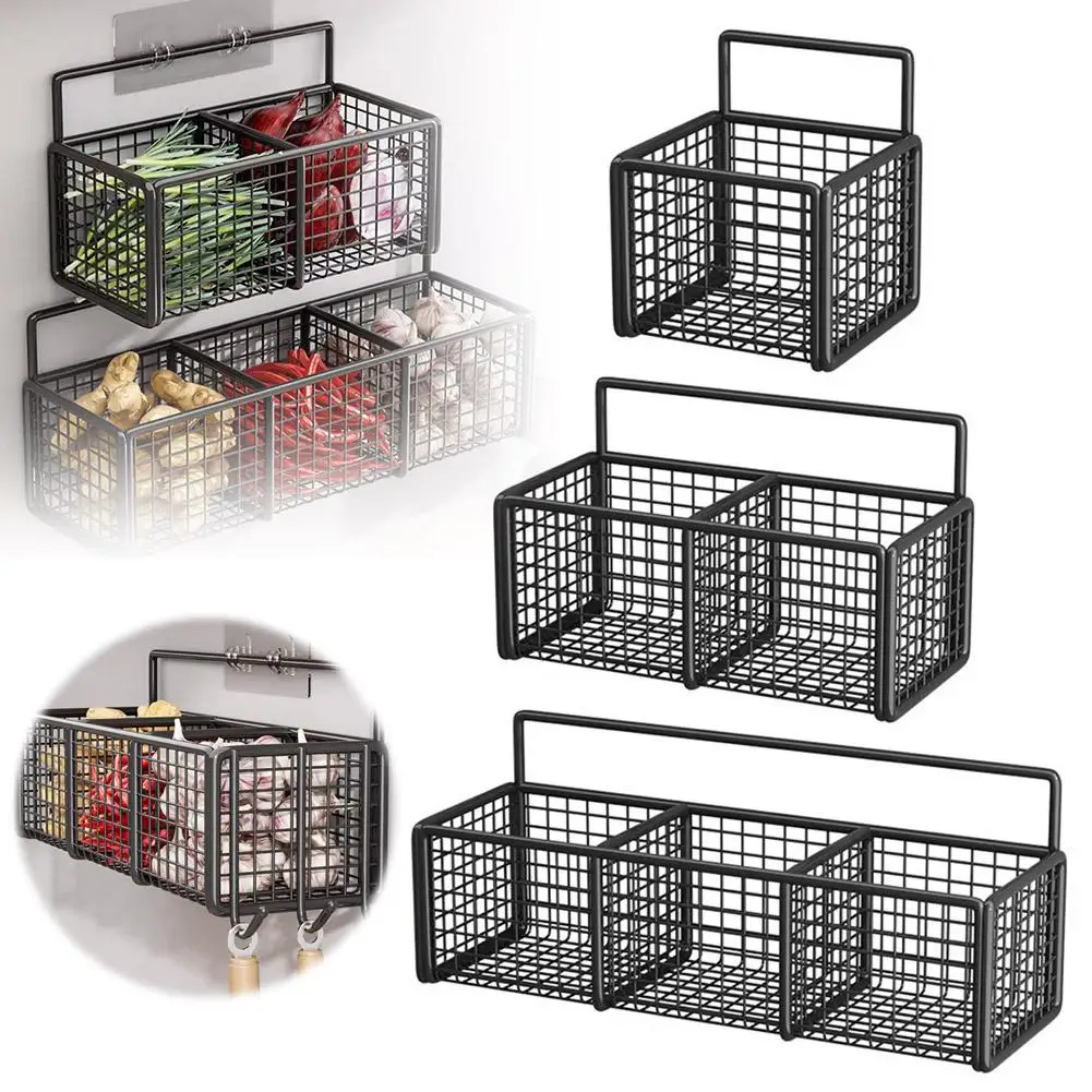 Multifunctional Kitchen Rack Wall Mount Storage Basket Onion Ginger Garlic Spice Condiment Storage Organizer Shelf For Kitchen