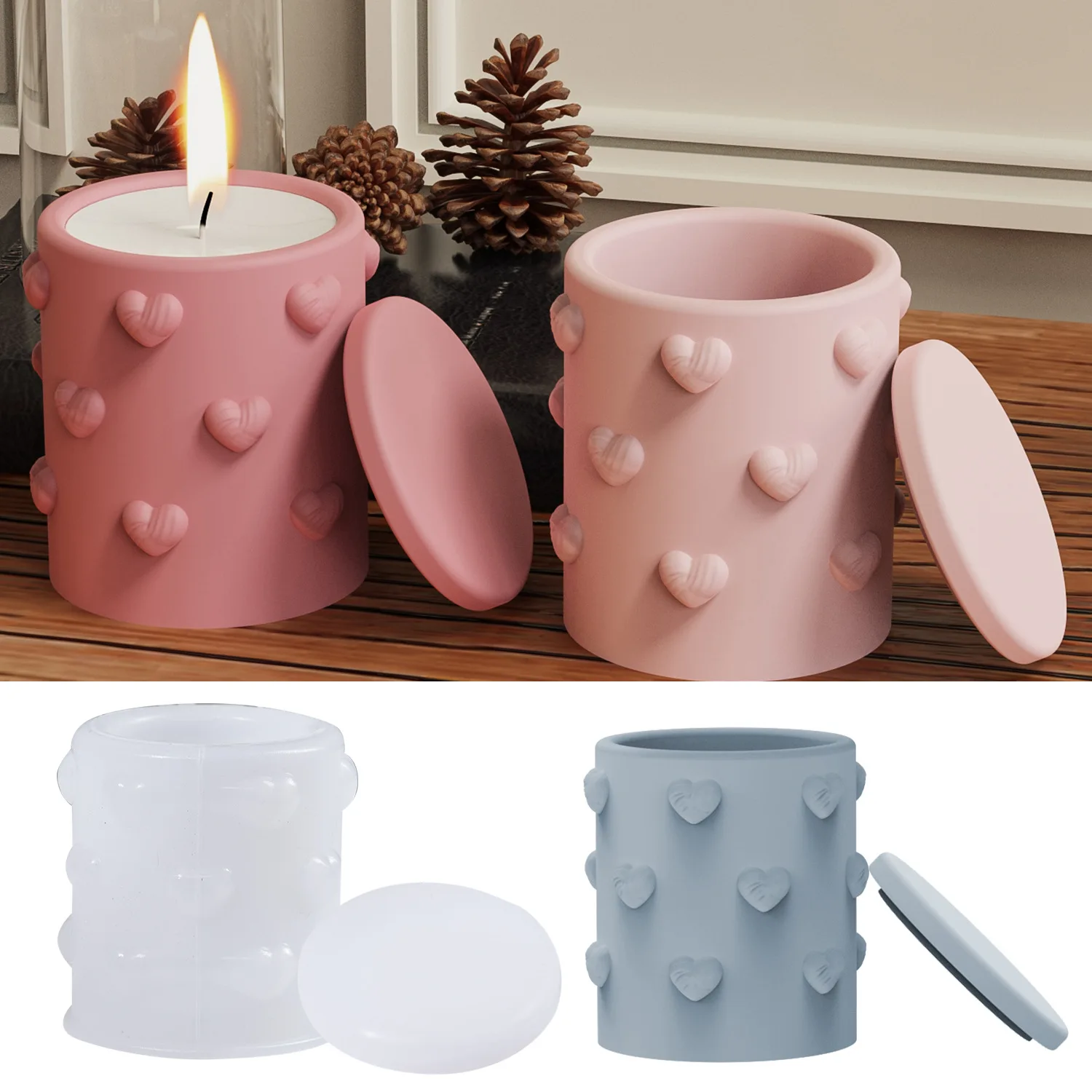 Moldes para velas en forma de corazón y cajas de almacenamiento: fáciles de desmoldar, ideales para velas, jabón, bombas de baño, regalos para el Día de la Madre
