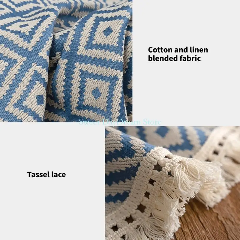 

Y88C Tablecloth Geometric Pattern Nordic Fringes Hems Washable Polyester Fabric