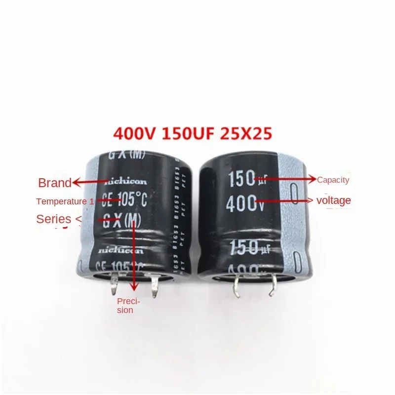 AMSS （1PCS）400V150UF 25X25 nichicon Electrolytic Capacitor 150UF 400V 25*25 GX High frequency low resistance