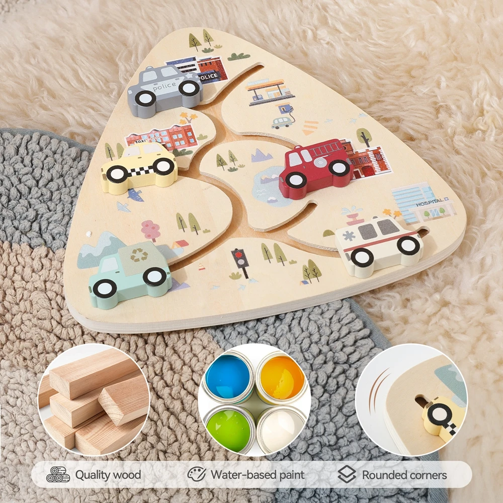 ألعاب أطفال مونتيسوري 12 18 شهرًا ألعاب تعليمية مسار سيارة خشبي مهارات حركية منزلقة لوحة مشغولة ألعاب أساسية ومهارات حياة #4