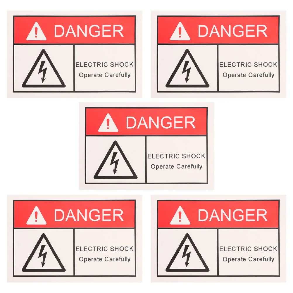 

5 Pcs Electricity Warning Labels Electrical Panel Sign Synthetic Paper Fence Kit