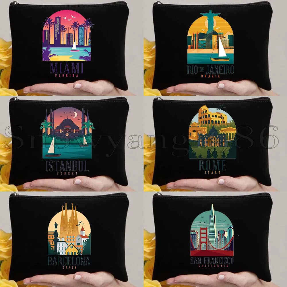 6 Bolsas de Cosméticos y Maquillaje de Frankfurt, Hamburgo, Habana, Londres, México, Miami, Nueva York, París, Roma, Split, Tokio y Venecia