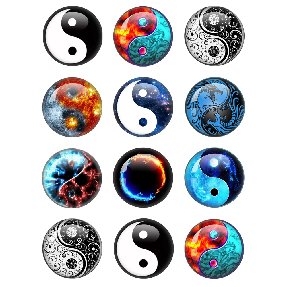 Yin Yang Tree of Life 12mm-40mmGlass Cabochon Tai Chi Craft Supplies Life Tree Jewelry Findings Making Crafts Handmade Art