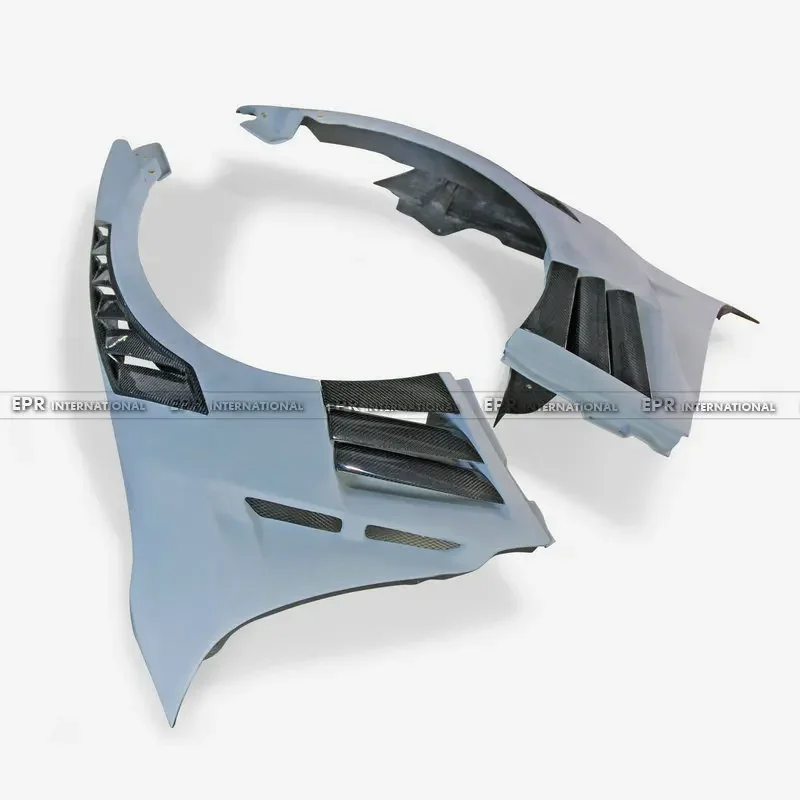 For Nissan GTR R35 2013 Ver VRS Style Fiber Glass Front Fender (with Carbon Fins + NIS Vents) R35 GT-R Body Kit Racing Part