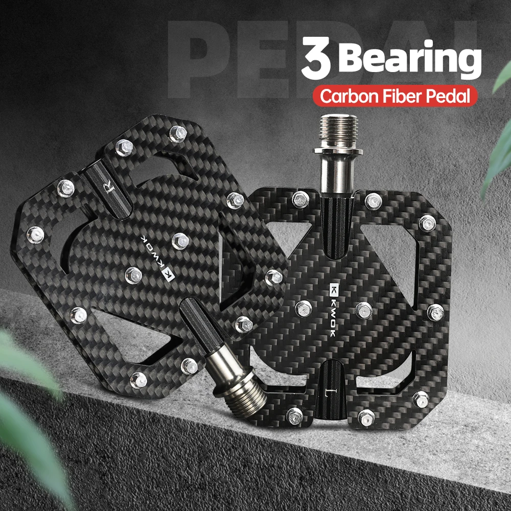 

Велосипедные педали KWOK T800 из углеродного волокна TC4, ось из титанового сплава, педали для шоссейного велосипеда MTB, 3-герметичные подшипники, нескользящие педали, подарок для влюбленных