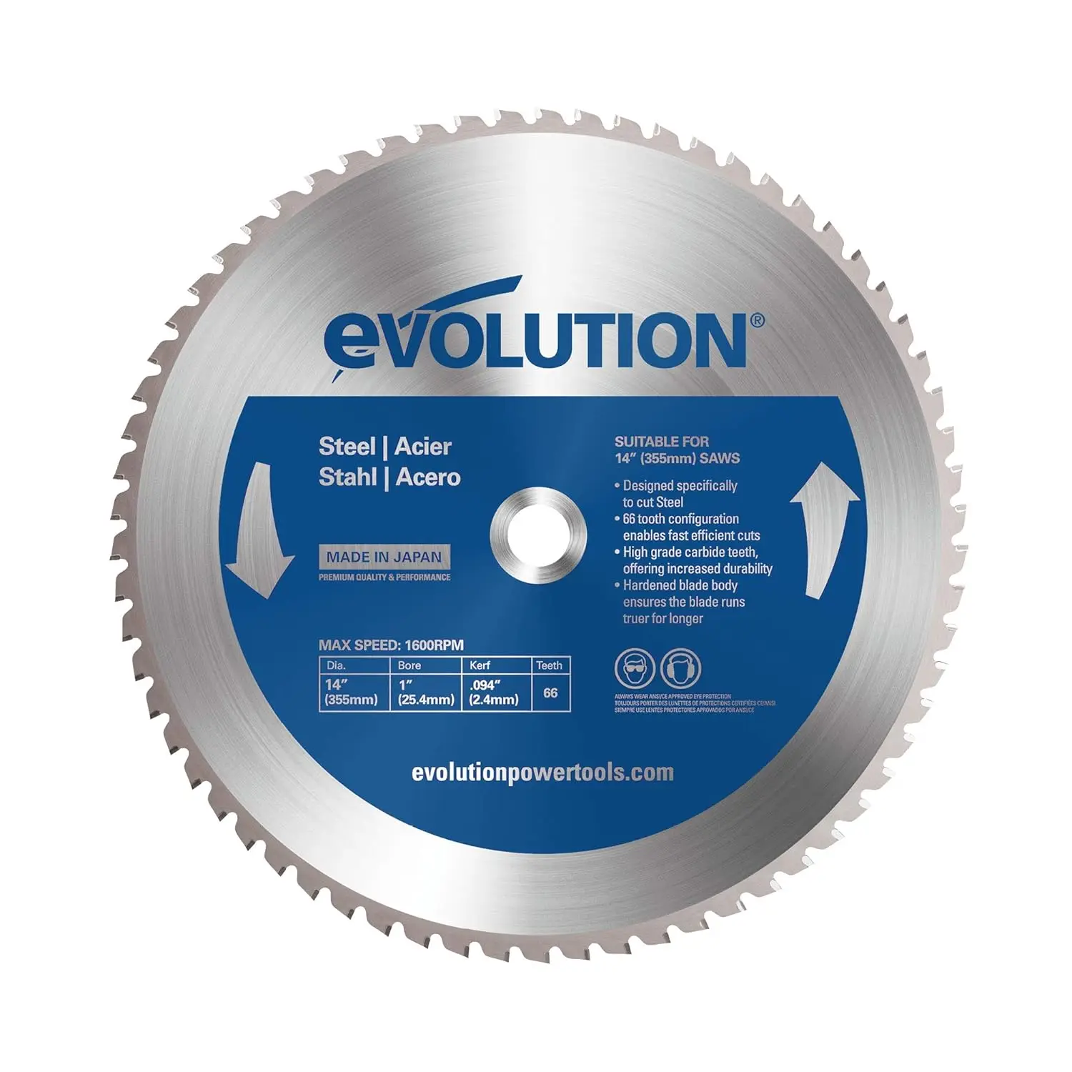 

14-Inch 66-Tooth Carbide-Tipped TCT Blade for Cold Metal Cutting, No Heat, No Burrs, Low Sparks for Circular and Chop Saws
