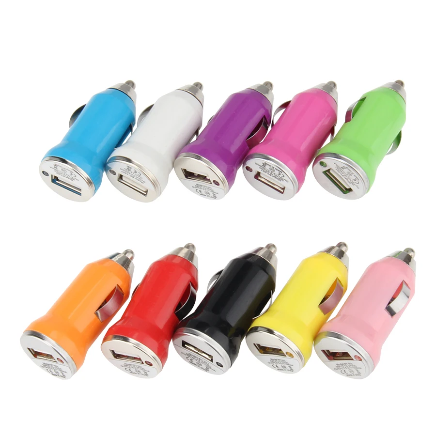 

1000pcs 5V 1A Single Port Portable Bullet USB Car Power Charger Adapter & Sockets For Iphone for Samsung LG Xiaomi