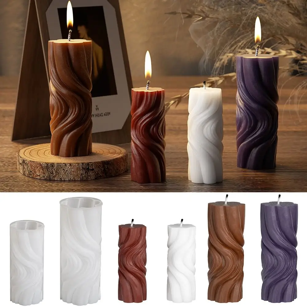 

Crystal Epoxy 3D Water Wave Cylinder Candle Mold Epoxy Resin Silicone Cake Resin Mold Handmade DIY Craft Soap Mold