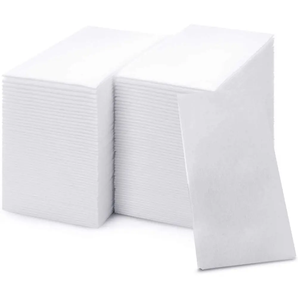 

50 Pack Cloth-Feel Disposable Paper Hand Towels, USA Made, White, Ideal for Bathroom or Dining